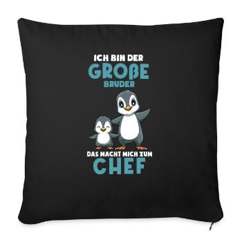 Ich bin jetzt ein großer Bruder Chef - Süße - Sofakissenbezug 45 x 45 cm - Schwarz - Vorne
