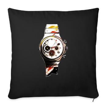 Chronograph Artwork mit 6 Zeigern als Vintage Uhr - Sofakissenbezug 45 x 45 cm - Schwarz - Vorne