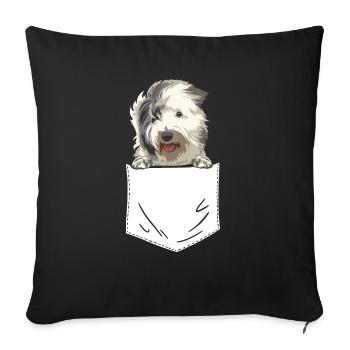 Old English Sheepdog Sheepie Bobtail - Sofa pillowcase 17,3'' x 17,3'' (45 x 45 cm) - black - Front