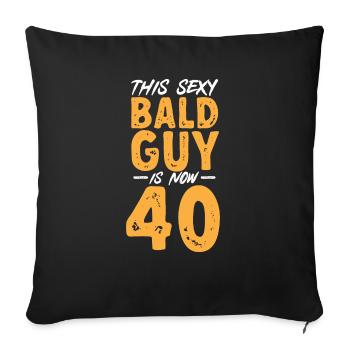 Tête chauve Calvitie Barbe Tête chauve - Housse de coussin décorative 45 x 45 cm - noir - Devant