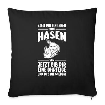 Kaninchen Hase - Sofakissenbezug 45 x 45 cm - Schwarz - Vorne