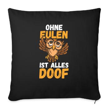 Eulen - Sofakissenbezug 45 x 45 cm - Schwarz - Vorne