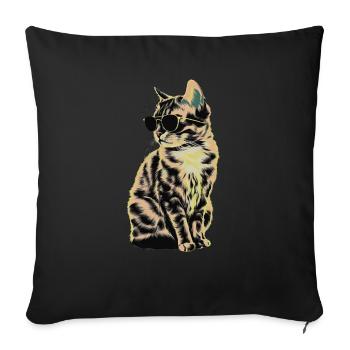Sonnenbrille mit Tonkanesen-Katze Geschenk - Sofakissenbezug 45 x 45 cm - Schwarz - Vorne