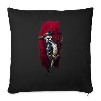 Vibrant Woodpecker bird - Sofa pillowcase 17,3'' x 17,3'' (45 x 45 cm) - black - Front