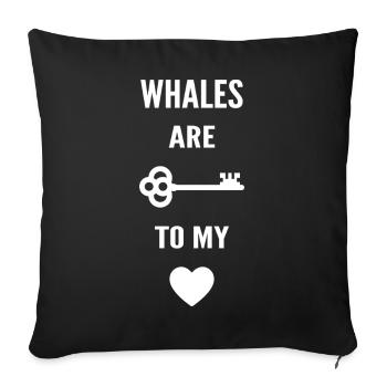 Whales are the key to my heart - Sofa pillowcase 17,3'' x 17,3'' (45 x 45 cm) - black - Front