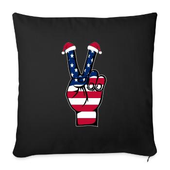 Drapeau des États-Unis Symbole de la paix de Noël - Housse de coussin décorative 45 x 45 cm - noir - Devant