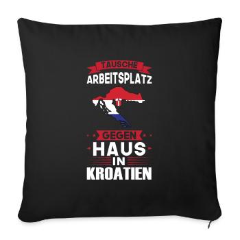 Kroatien Flagge Kroatisch Geschenk - Sofakissenbezug 45 x 45 cm - Schwarz - Vorne