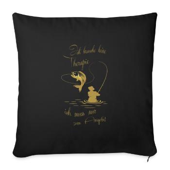 Angler Therapie Angeln - Sofakissenbezug 45 x 45 cm - Schwarz - Vorne