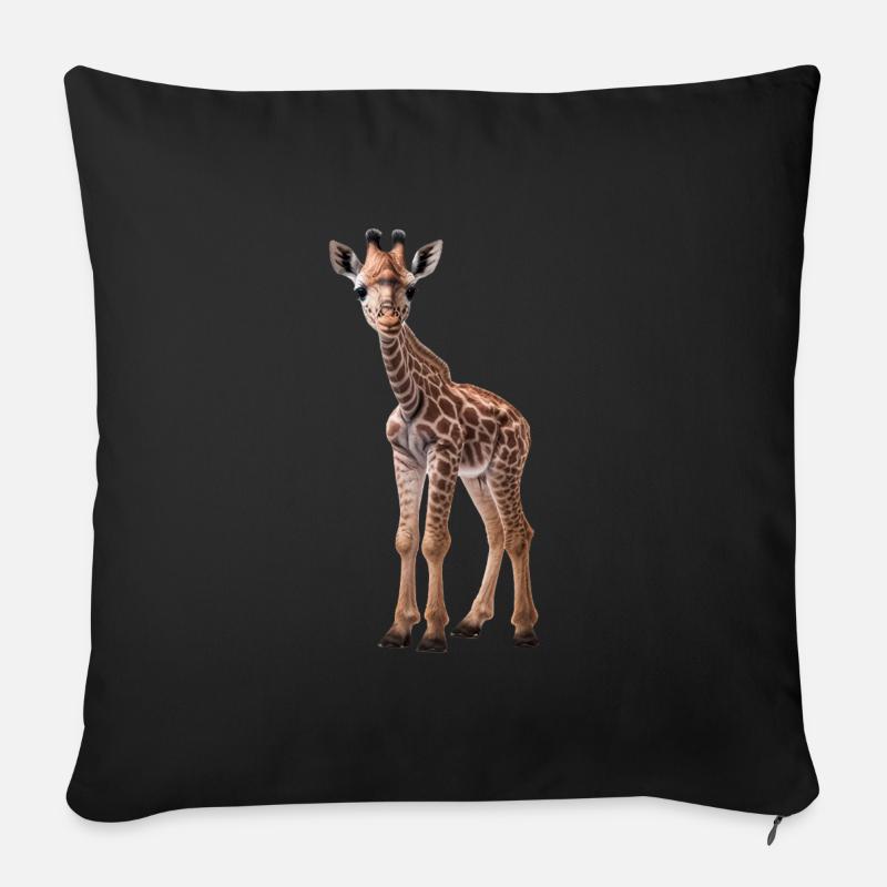 Giraffe - Giraffen Baby - Coole Kinder Giraffe - Sofakissenbezug 45 x 45 cm - Schwarz