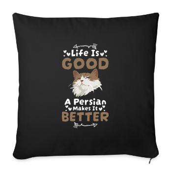 Perser Katze Haustier Liebe Katzenmama - Sofakissenbezug 45 x 45 cm - Schwarz - Vorne