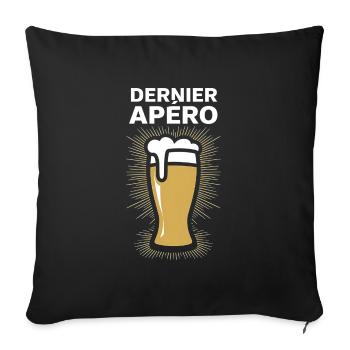 tee shirt Dernier apéro – EVG - Housse de coussin décorative 45 x 45 cm - noir - Devant