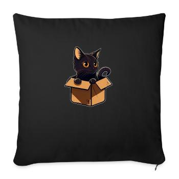 Black Cat in a Box v2 - Sofa pillowcase 17,3'' x 17,3'' (45 x 45 cm) - black - Front