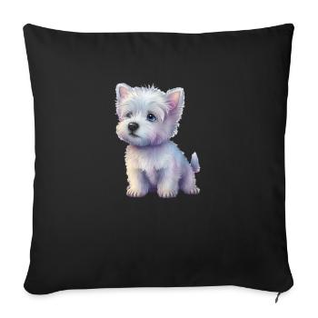 Dog Pastel Drawing - Sofa pillowcase 17,3'' x 17,3'' (45 x 45 cm) - black - Front