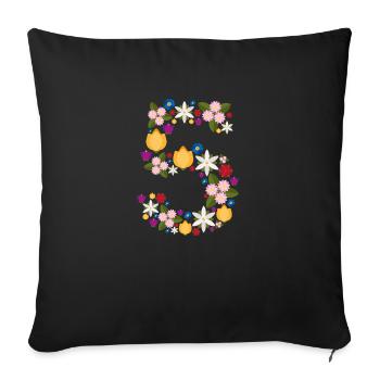 Fleurs 5 - Housse de coussin décorative 45 x 45 cm - noir - Devant