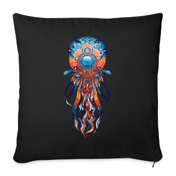 Spiritual Mandala Jellyfish Meditation and Yoga - Sofa pillowcase 17,3'' x 17,3'' (45 x 45 cm) - black - Front