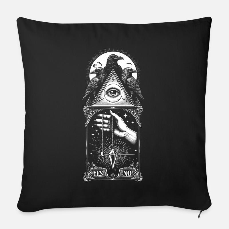 pendule Yes/No Corbeaux - Housse de coussin décorative 45 x 45 cm - noir