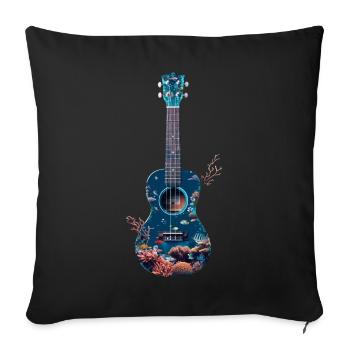 Poisson Ukulélé - Housse de coussin décorative 45 x 45 cm - noir - Devant