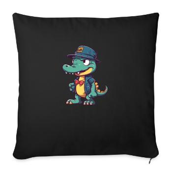 Crocodile cool - Housse de coussin décorative 45 x 45 cm - noir - Devant