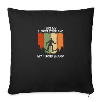 Pistes de ski Ski raide Skis d’hiver - Housse de coussin décorative 45 x 45 cm - noir - Devant
