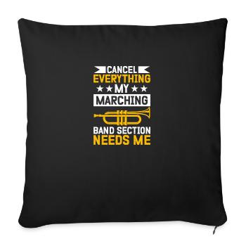 Section de fanfare Fier musicien - Housse de coussin décorative 45 x 45 cm - noir - Devant