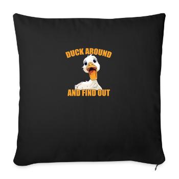 Womens Duck Around and Find Out Funny Knife Duck - Sofa pillowcase 17,3'' x 17,3'' (45 x 45 cm) - black - Front