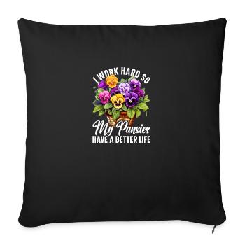 Pansy Flower Seeds for Planting Pansies Flower - Sofa pillowcase 17,3'' x 17,3'' (45 x 45 cm) - black - Front