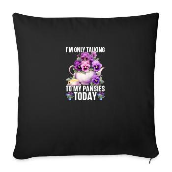 Graines de pensée pour planter des graines de fleurs de pensée - Housse de coussin décorative 45 x 45 cm - noir - Devant