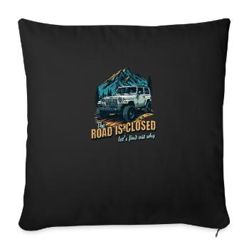 Drôle de camion tout-terrain 4x4 routes fermées Allons voir - Housse de coussin décorative 45 x 45 cm - noir - Devant