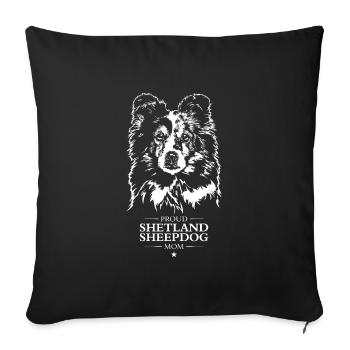 Shetland Chien de berger Maman Chien Chiens Sheltie Wilsigns - Housse de coussin décorative 45 x 45 cm - noir - Devant