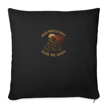 Motard chauve crâne motard graphique drôle - Housse de coussin décorative 45 x 45 cm - noir - Devant