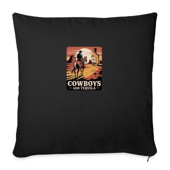 Cow-boys et tequila pour les femmes - Housse de coussin décorative 45 x 45 cm - noir - Devant