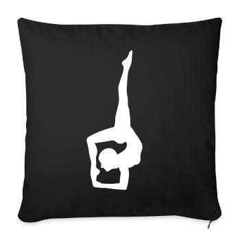 Silhouette de yoga blanche en pose articulée - Housse de coussin décorative 45 x 45 cm - noir - Devant