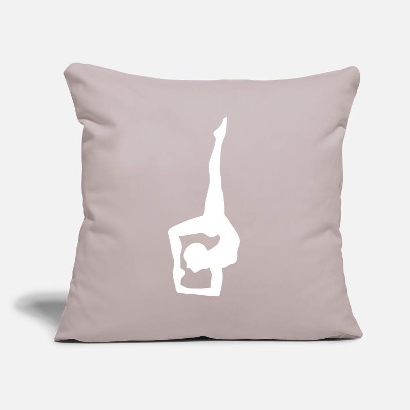 Silhouette de yoga blanche en pose articulée Housse de coussin décorative 45 x 45 cm