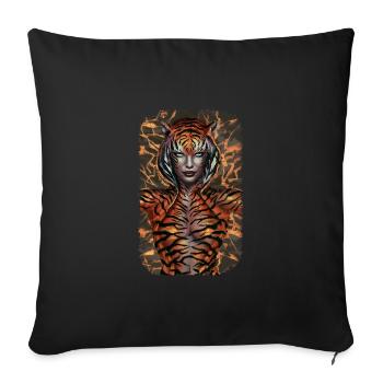 Wilder Dschungel Tiger Geist Fantasy Kunstwerk - Sofakissenbezug 45 x 45 cm - Schwarz - Vorne