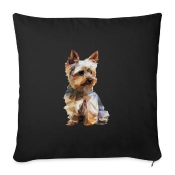 jadeoneii Low Poly Yorkshire Terrier chien design - Housse de coussin décorative 45 x 45 cm - noir - Devant