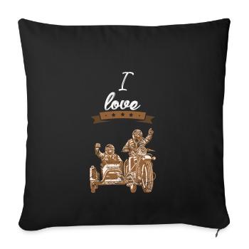 J'adore cadeau moto sidecar J'adore - Housse de coussin décorative 45 x 45 cm - noir - Devant