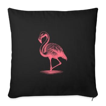 Elegant pink flamingo standing on one leg - Sofa pillowcase 17,3'' x 17,3'' (45 x 45 cm) - black - Front