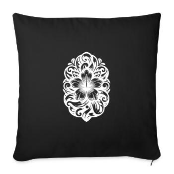 Tattoo Hibiscus Tropical Flower - Sofa pillowcase 17,3'' x 17,3'' (45 x 45 cm) - black - Front