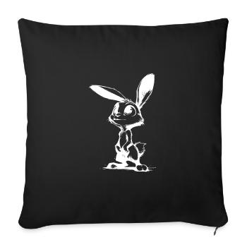 Lapin mignon avec de grands yeux et de grandes oreilles - Housse de coussin décorative 45 x 45 cm - noir - Devant