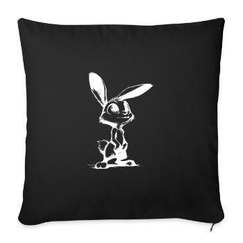 Lapin mignon avec de grands yeux et de grandes oreilles - Housse de coussin décorative 45 x 45 cm - noir - Devant