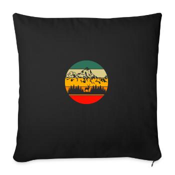 Gebirge Bergsteiger Retro Wald Wandern Natur - Sofakissenbezug 45 x 45 cm - Schwarz - Vorne