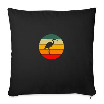 Bird Animal Bird Lovers Gift Retro Crane - Sofa pillowcase 17,3'' x 17,3'' (45 x 45 cm) - black - Front