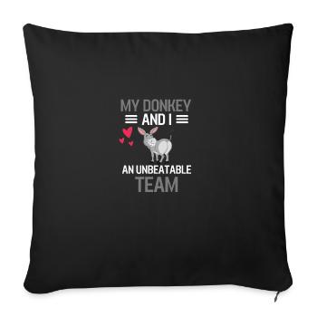 Mes ânes et moi Cadeau animal de ferme Âne - Housse de coussin décorative 45 x 45 cm - noir - Devant