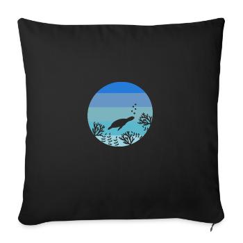 Amoureux des animaux Créatures de la mer Tortue rétro - Housse de coussin décorative 45 x 45 cm - noir - Devant