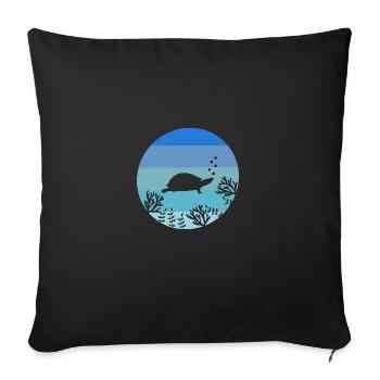 Tortue de mer Tortue rétro animal de mer - Housse de coussin décorative 45 x 45 cm - noir - Devant