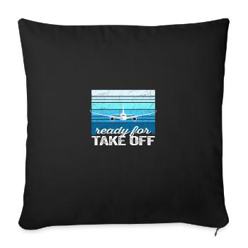 Ready for Take Off - Vintage Sun Gift - Sofa pillowcase 17,3'' x 17,3'' (45 x 45 cm) - black - Front