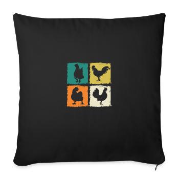 Chicken Rooster - Sofa pillowcase 17,3'' x 17,3'' (45 x 45 cm) - black - Front