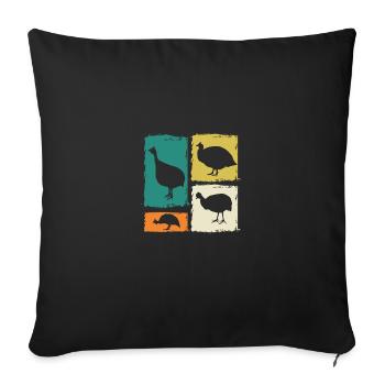 Poules Coq Pintade - Housse de coussin décorative 45 x 45 cm - noir - Devant