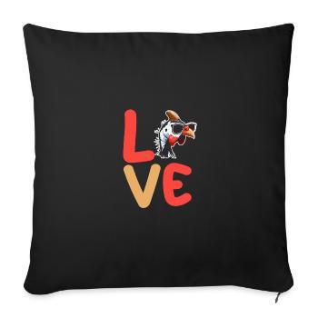 Poules Coq Pintade - Housse de coussin décorative 45 x 45 cm - noir - Devant