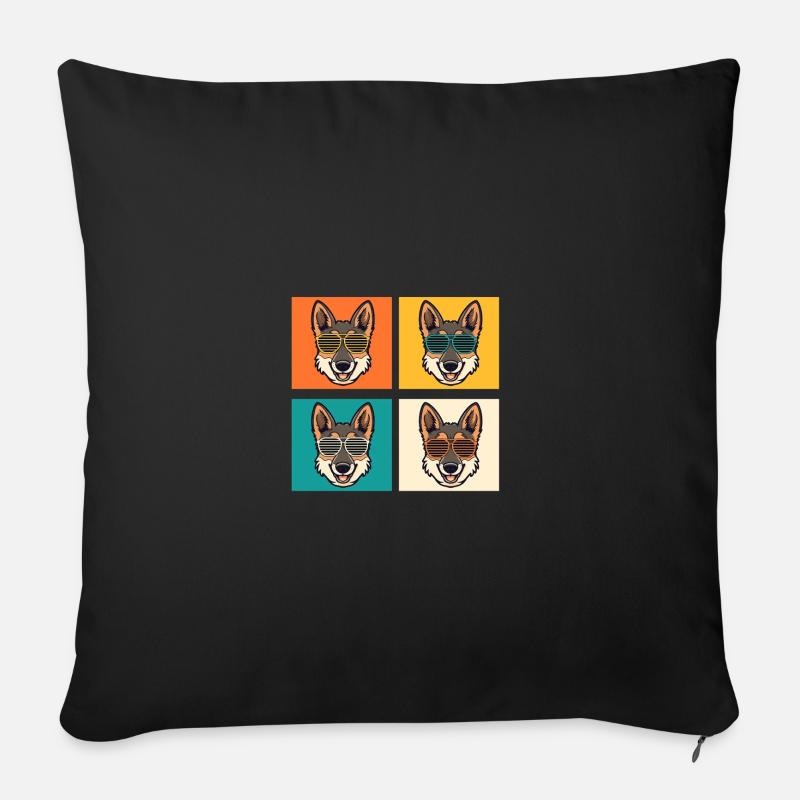 Hund Deutscher Schäferhund - Sofakissenbezug 45 x 45 cm - Schwarz